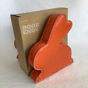 Bunny Book Ends. Soft stuffed orange vinyl with white removable stands. NWT